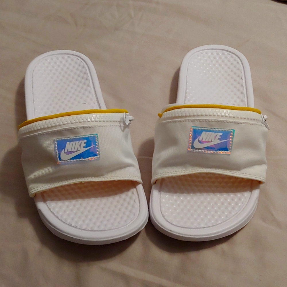Nike slides with fanny pack